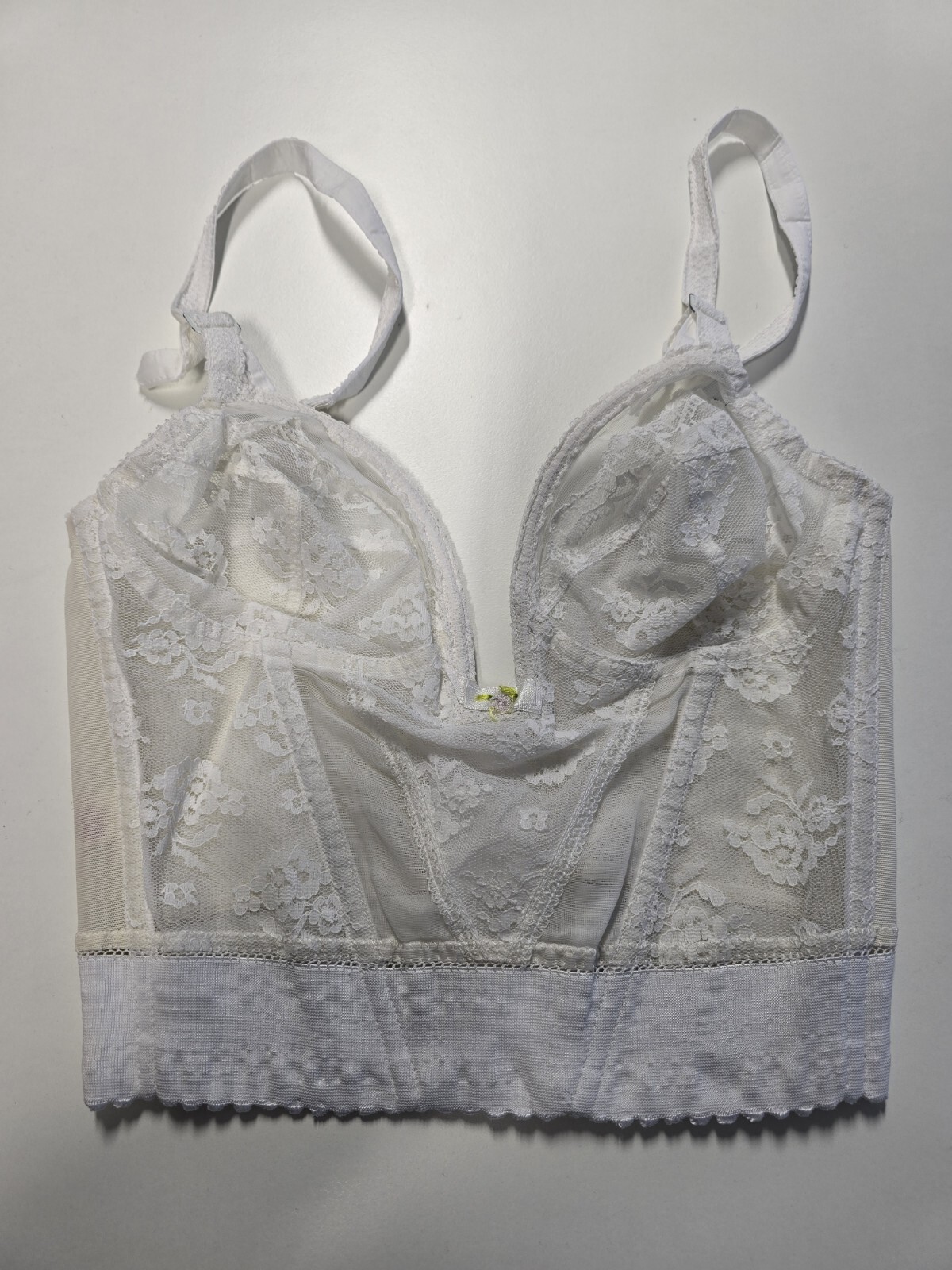 RARITÄT: MARLENE Long BH, Gr. 36 / 80 Cup B, creme * VINTAGE * Made in USA