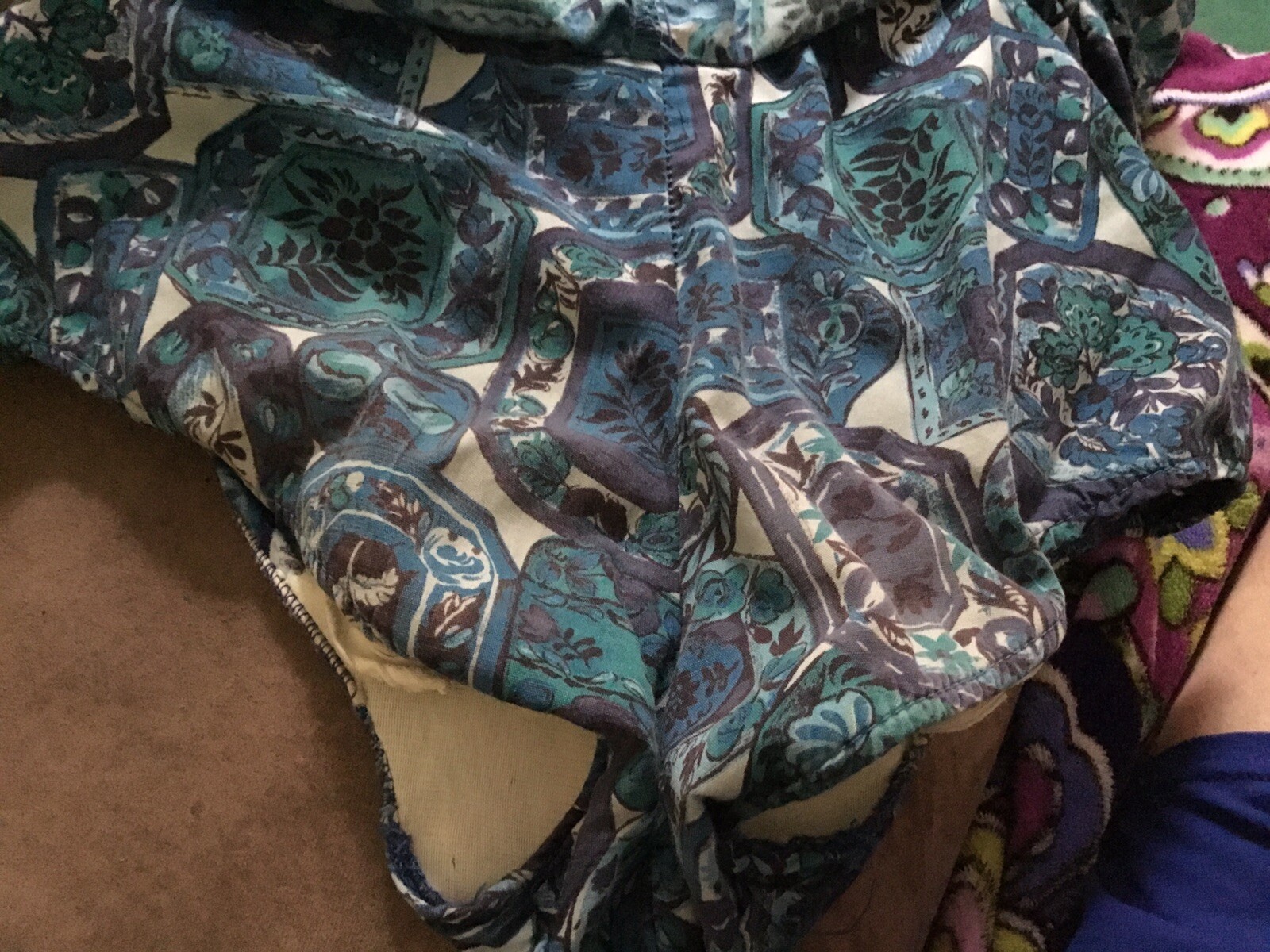 Vintage Cole Of California Playsuit Swimsuit Belted Blue Patterned Size Small