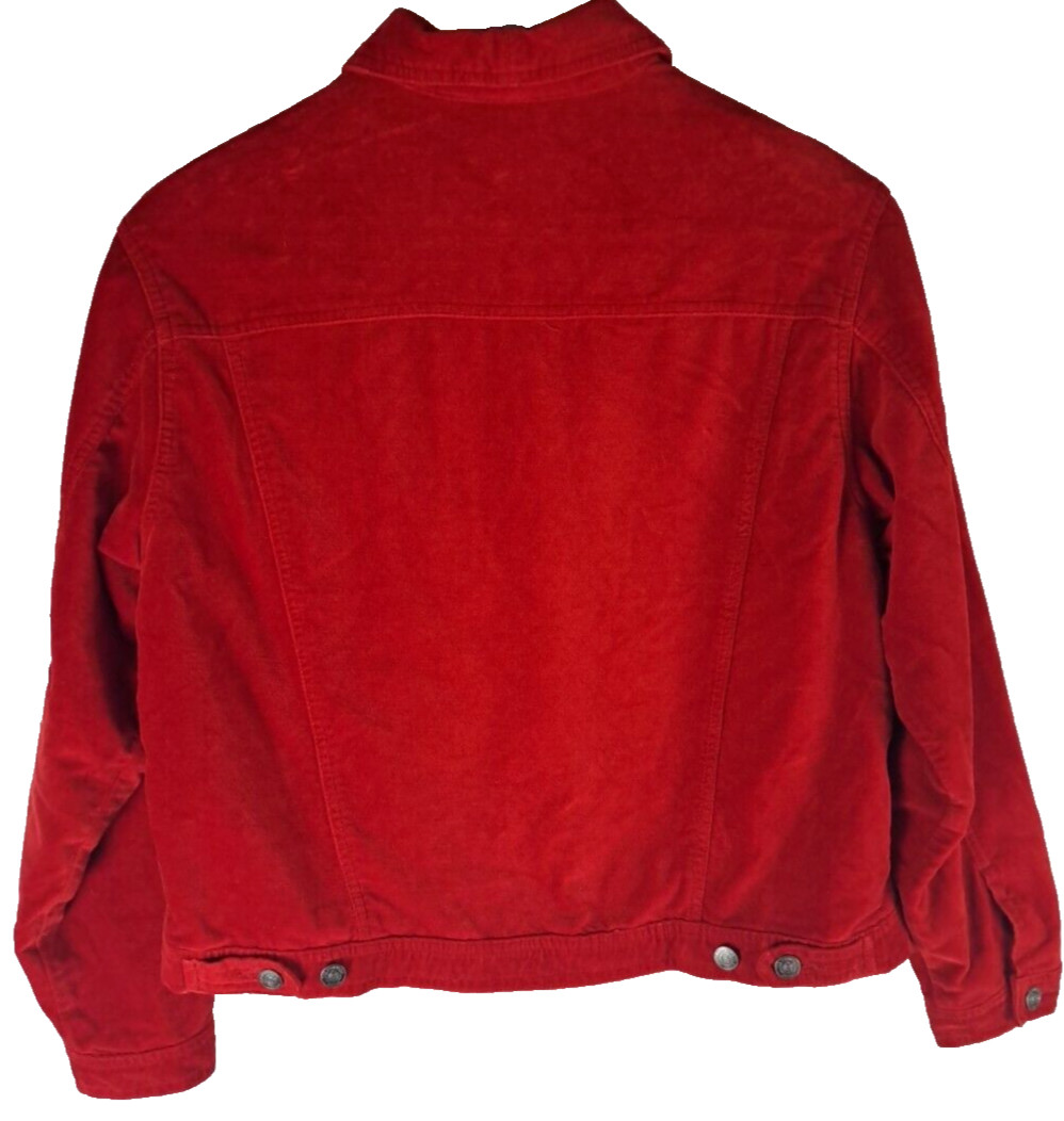 Velvet Jacket Red The Territory Ahead Vintage Womens Cropped Boxy 4 Pockets M