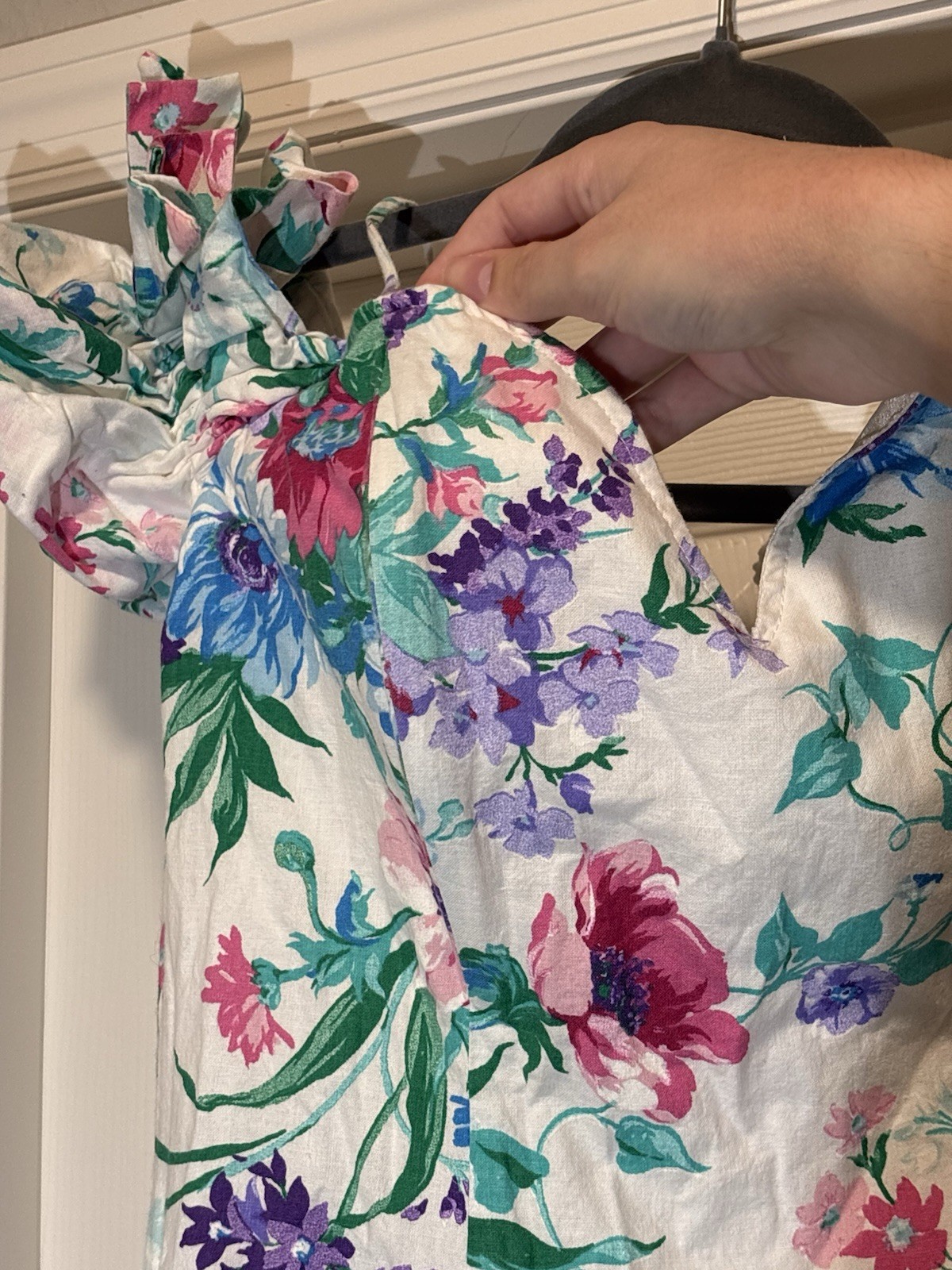 Expo VTG Floral Puffy Sleeve Victorian Romantic Cottagecore Midi Dress Size 8