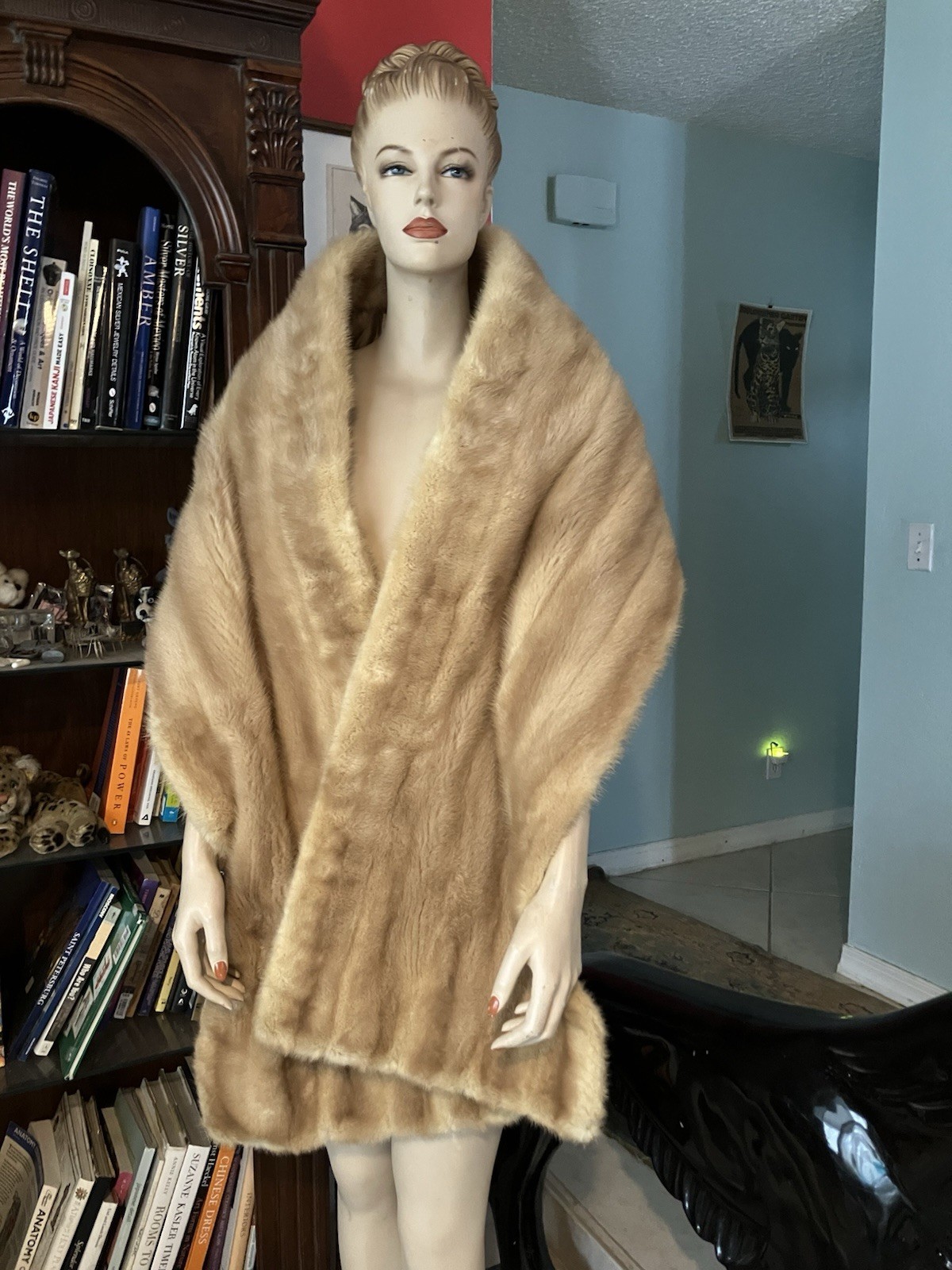 Fredericks Furs Miami Mink Straight Stole Wrap Long 80” X 14 Fire Gold Golden