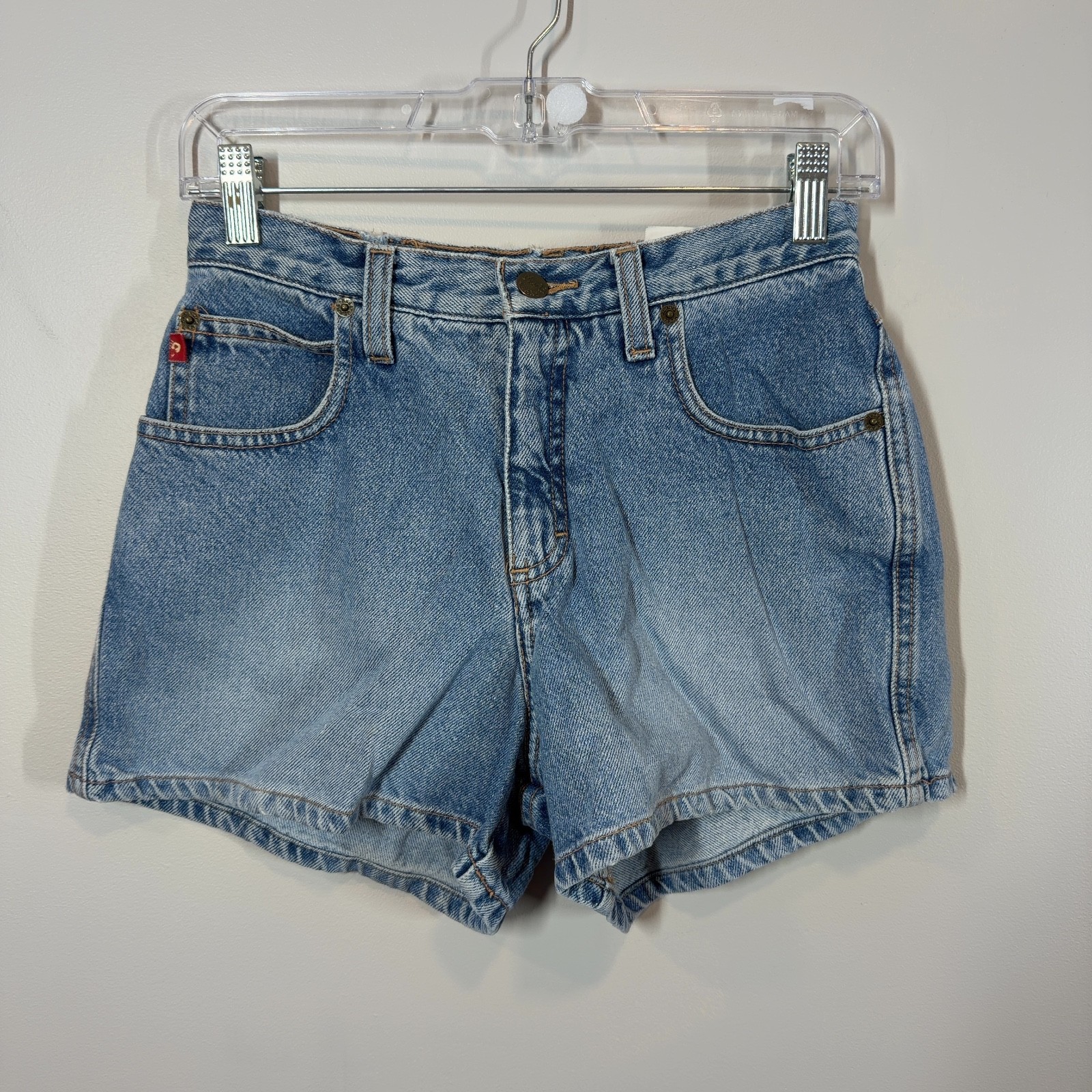 Vintage Mudd Denim Shorts Light Wash Embroidered Hand Logo 100% Cotton Y2K SZ 5