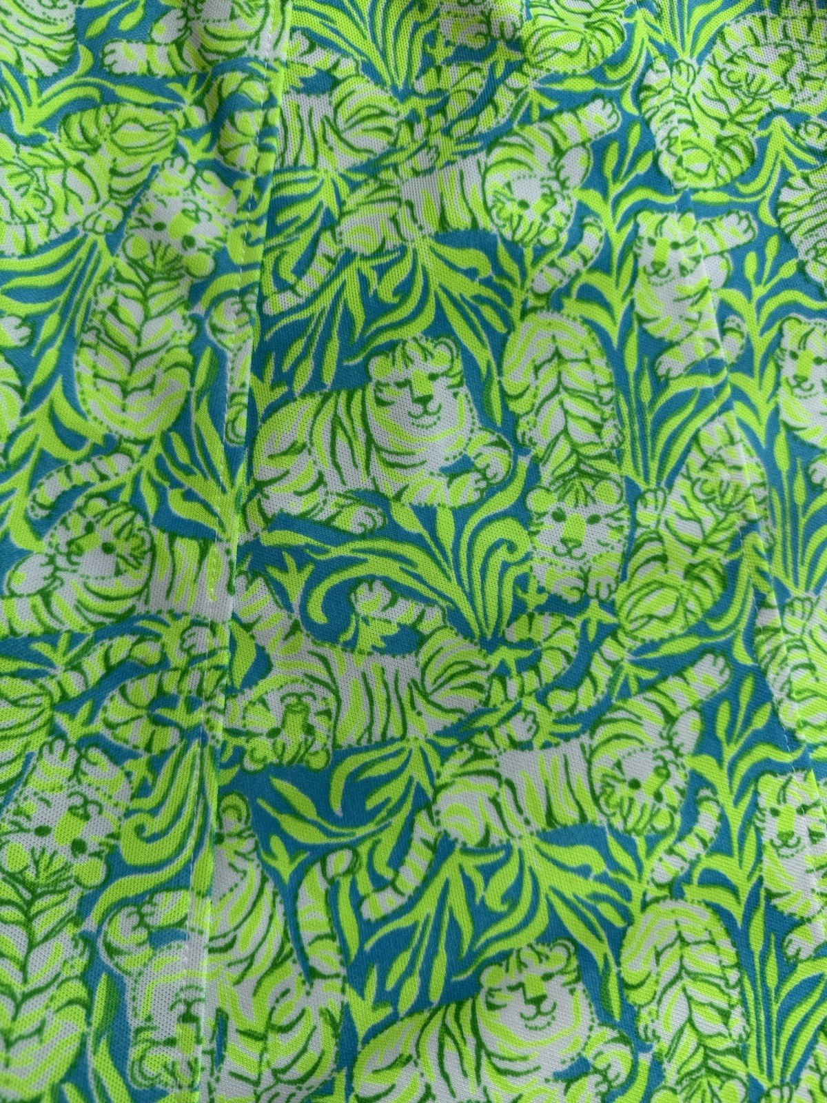 Vintage ” The Lilly” Lime Green And Ivory Tigers Skirt EUC