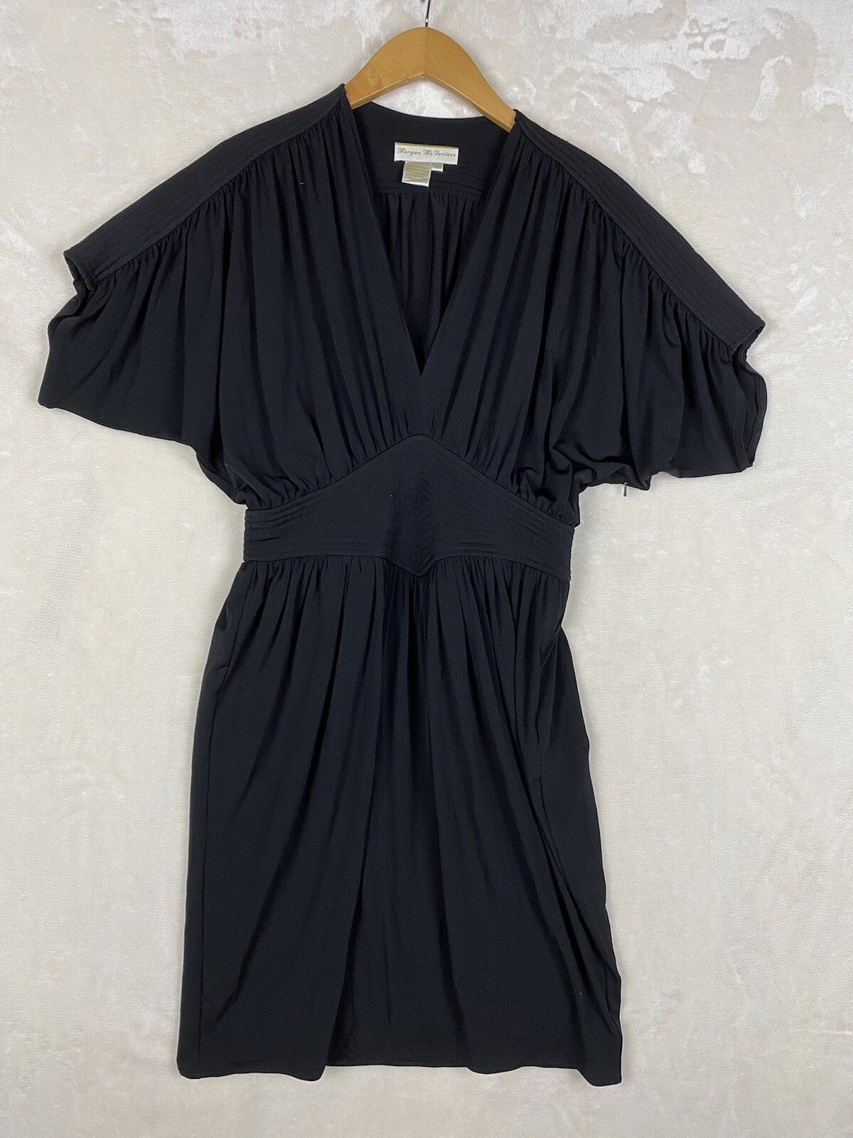 Vintage 90’s Morgan McFeeters Dress Womens 6 Black Pleated Jersey Office Career