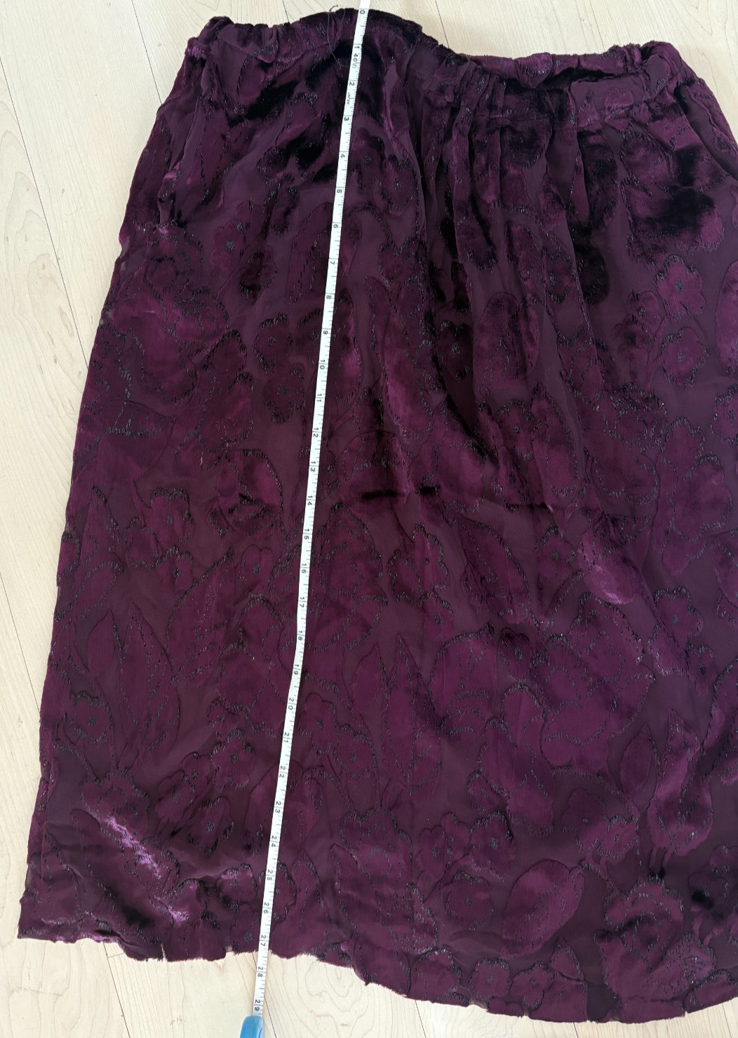VTG 1977 Oscar de la Renta Burgundy Devoré Tassel Blouse & Skirt Set