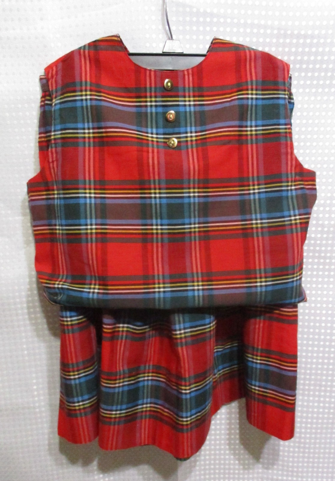 60’s Syd Juniors smart “n” gay Plaid School Girl Crop Top & Mini Skirt Set Sz XS