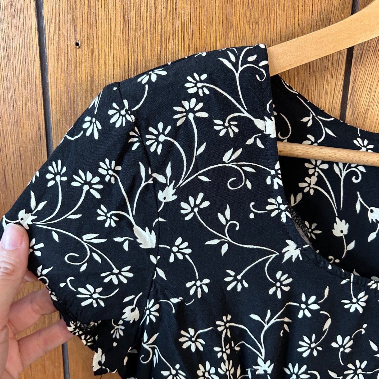 Vintage Rampage R-Wear Black Floral Mini Dress 90s Grunge Tiered Cottagecore