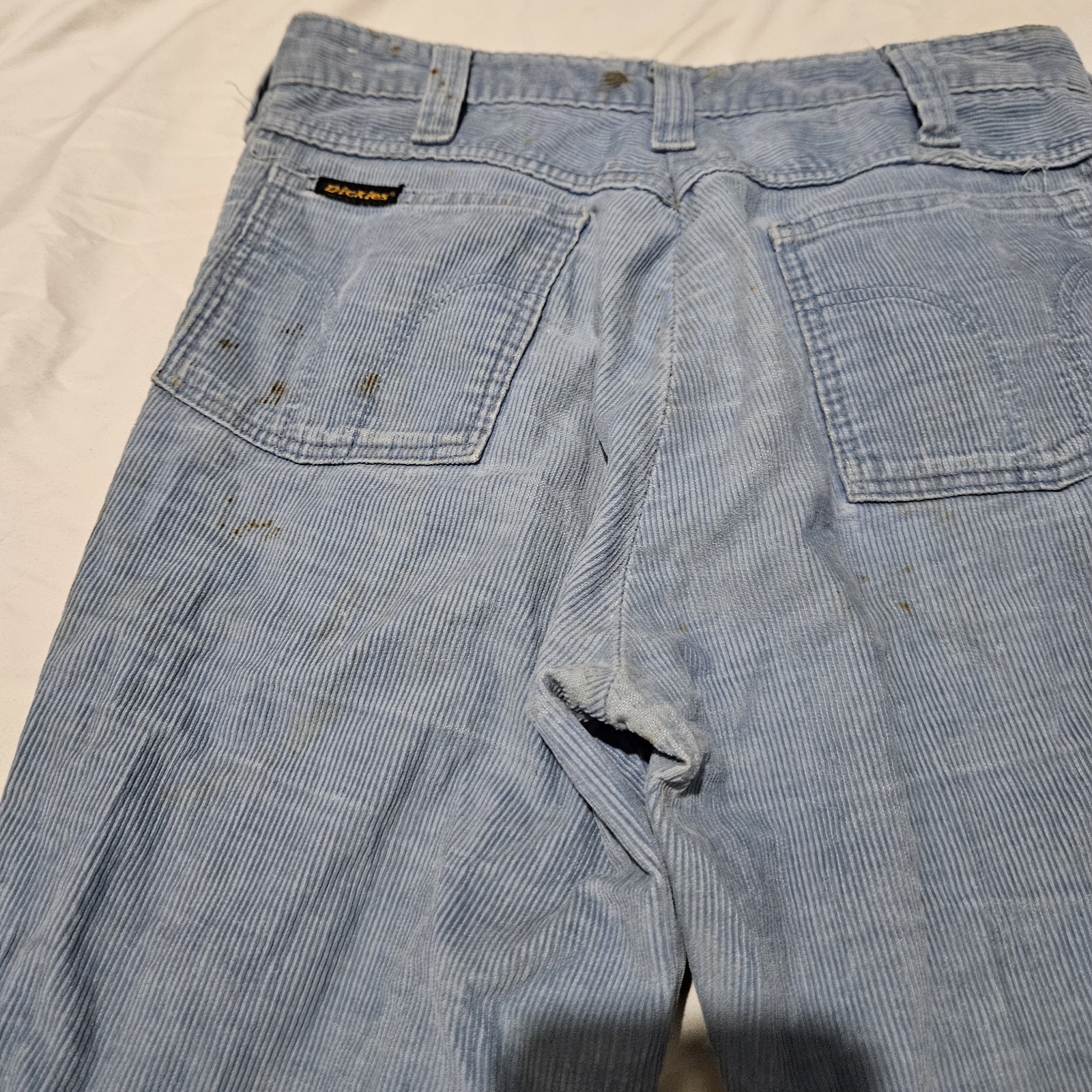 Vintage 1970s Dickies Curduroy Blue Work Pants Size Waist 26 By 29 Inches