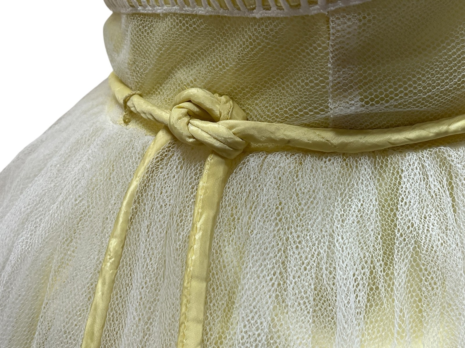 Vtg 50s Sz S Prom Dress Cupcake Yellow Satin 2 Layers White Net Tulle Dance Time