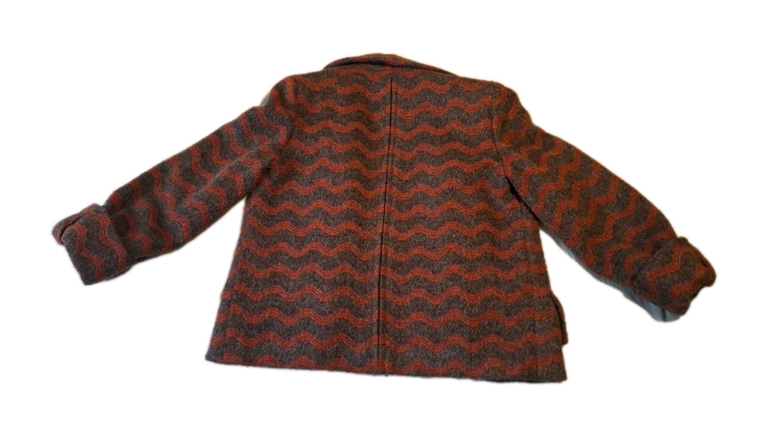 Fred A Block Rare Vintage Origional Coat Virgin Wool Imported Gray Red Womens