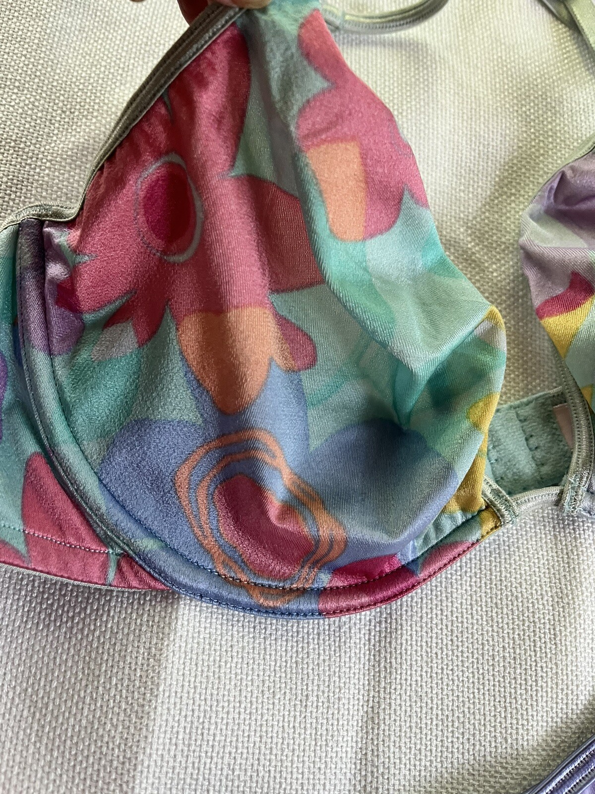 Vtg Victorias Secret Bra Y2K Unlined Pop Floral Purple Vanity Fair Panty 6 M 36D