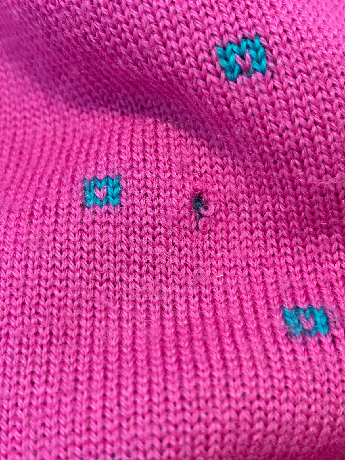 VTG Steffner Austria Nordic Fair Isle Wool Sweater M/L Teal Pink READ