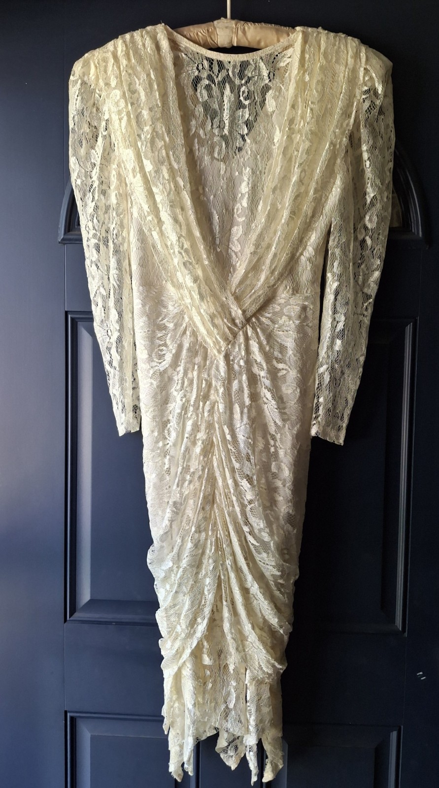 Vtg 80’s Flapper Style Cream Lace Wedding Dress 2 XS A La Carte
