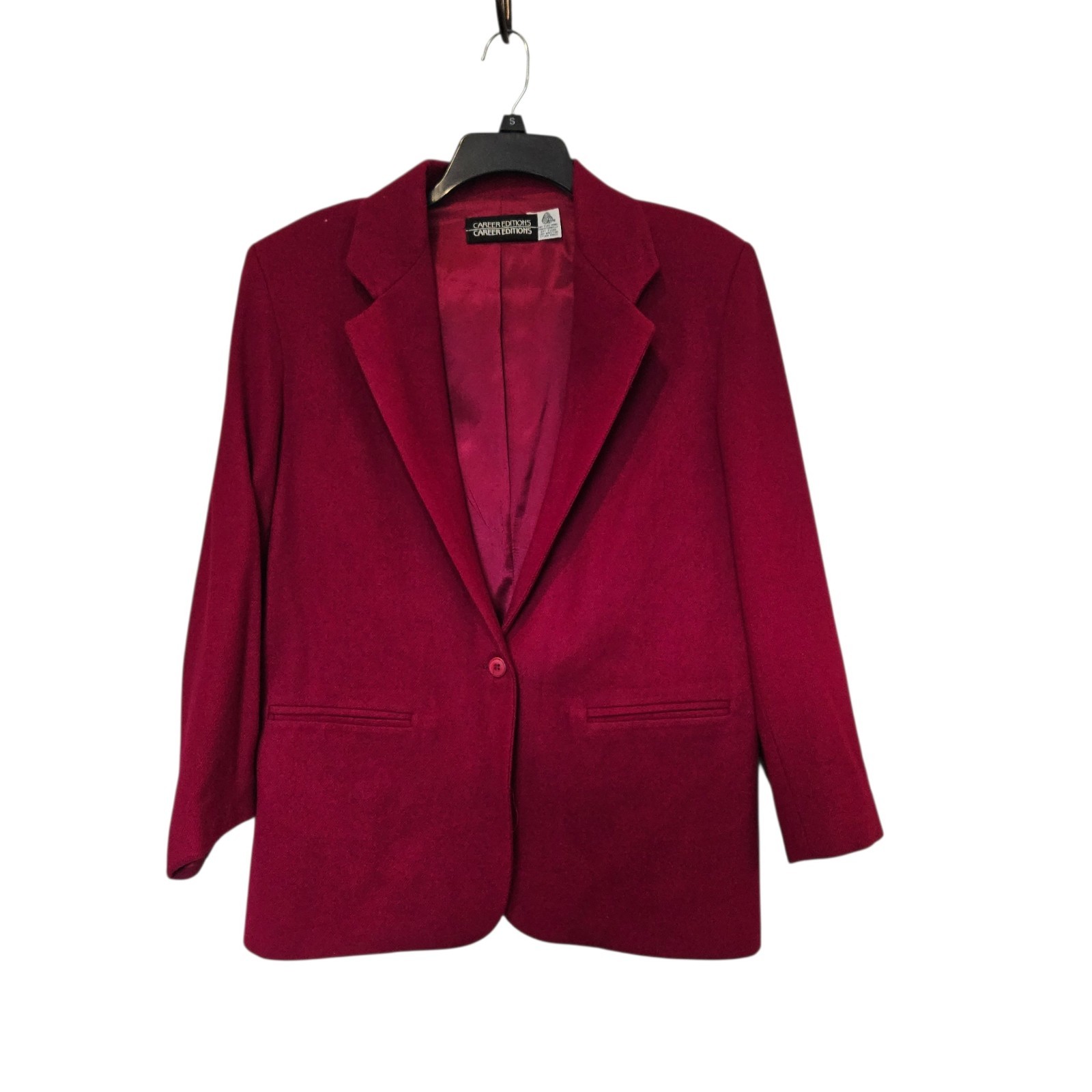 Vintage Career Editions 100% Wool Blazer Women’s 12 Burgundy Red Made USA