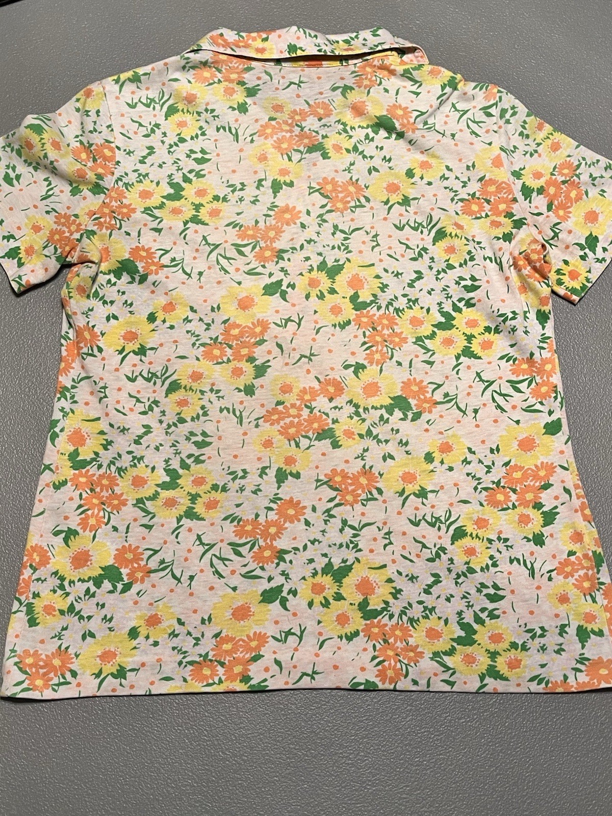 Vintage The Talbots Floral Short Sleeve Shirt 70s single stitch top Size 12 Med