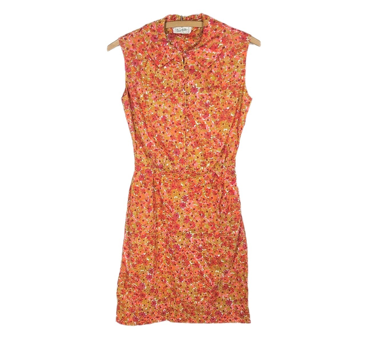 Vintage 60s Calico Dress Blouse Back 100% Cotton Lawn Dan Keller Couture Details
