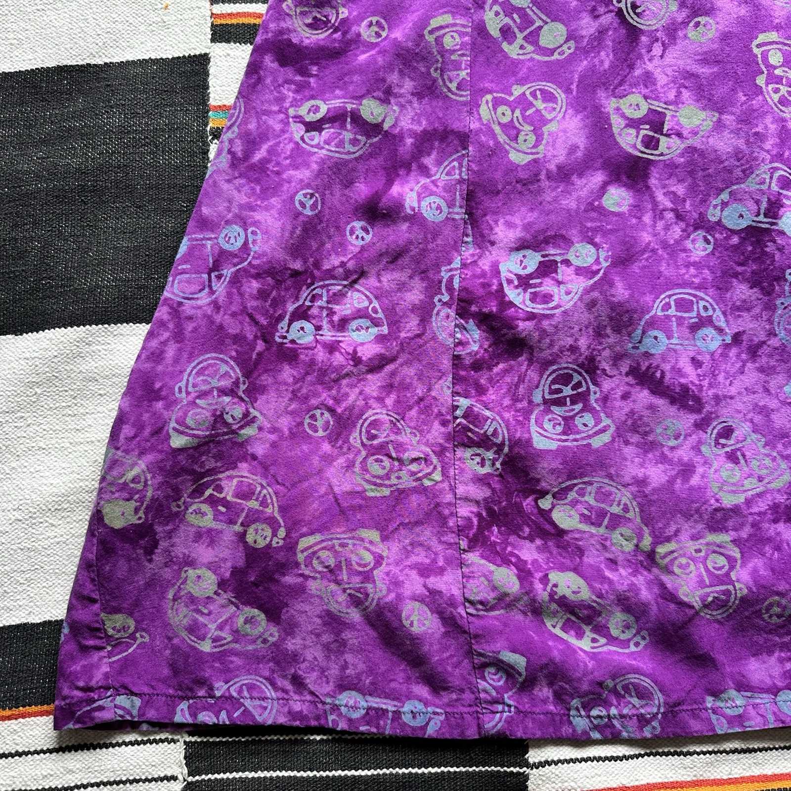 Vintage 90’s Kimberly’s Travels Purple Batik Novelty Rayon Sun Dress. Medium.