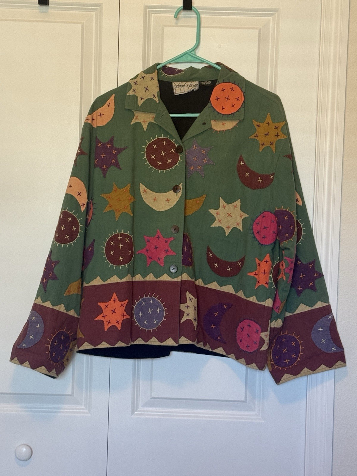 Vintage Silver Stream Jacket One Size Folk Art Patchwork Cottagecore Boho Cotton