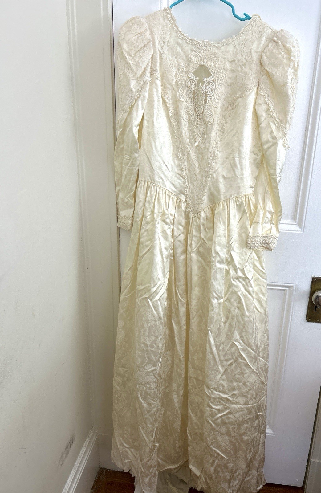 VTG Jessica McClintock Vanilla Lace Dress Victorian Style Size M
