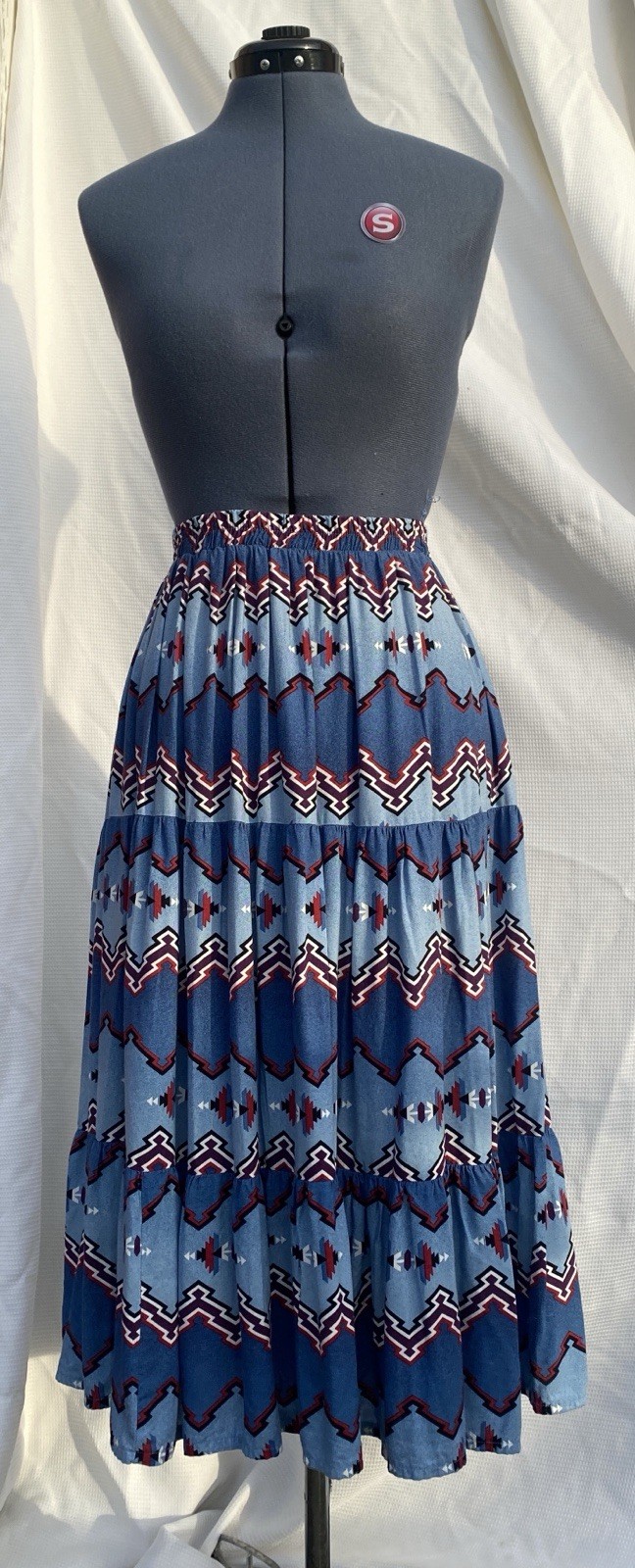 Vintage 90’s Rough Rider Western Skirt Red White Blue Size M Elastic Waist