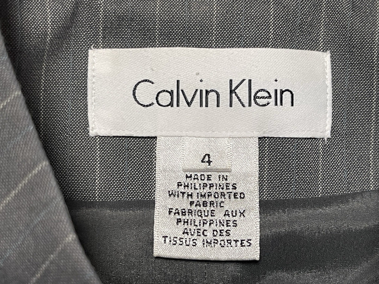 Vintage Calvin Klein, Womens 4 Gray 2 Piece Androgyny Pinstripe Pant Blazer Suit
