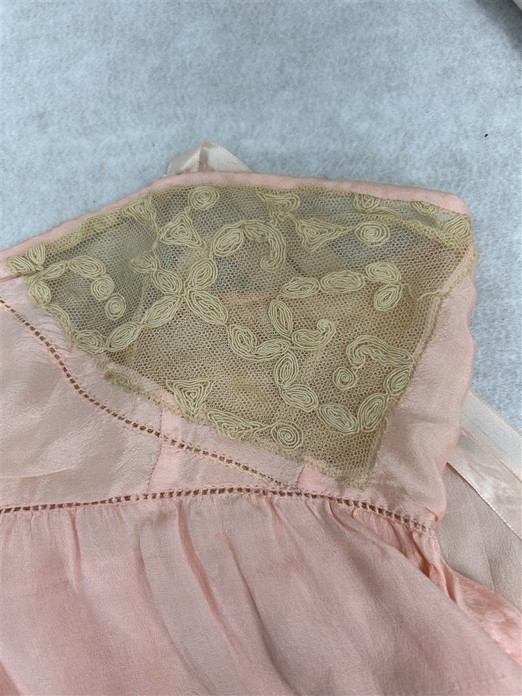 antique lingerie step in silk lace bust 30 pink white original 1920