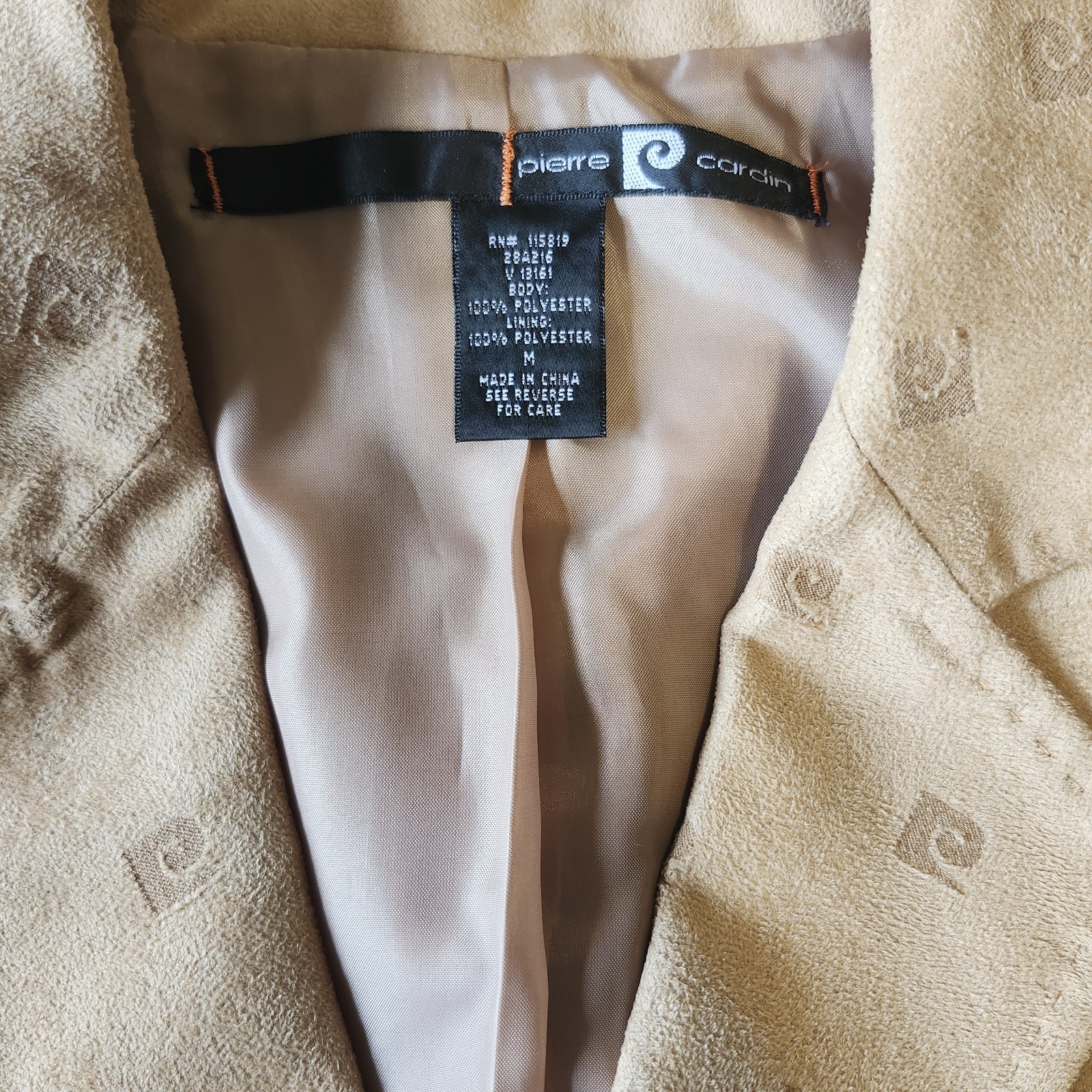 Pierre Cardin Monogram Blazer Jacket Vintage Tan Women’s Sz M Old Money Business