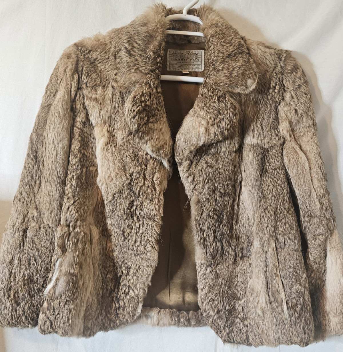 Dino Ricco Brown Vintage Rabbit Fur Shawl With Arm Holes Medium Flawed
