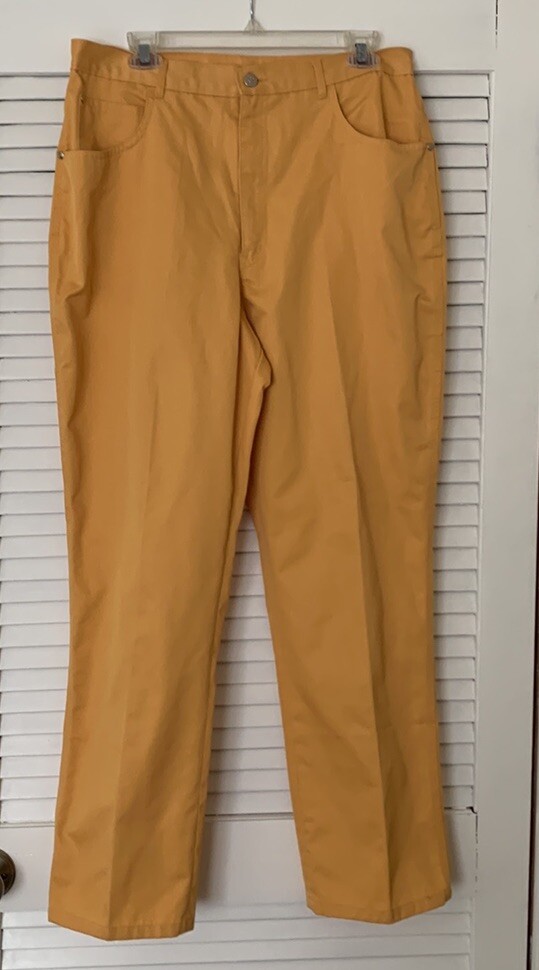Vintage 80s P.S. Gitano Goldenrod High Waist Button Zip Mom Pants 18