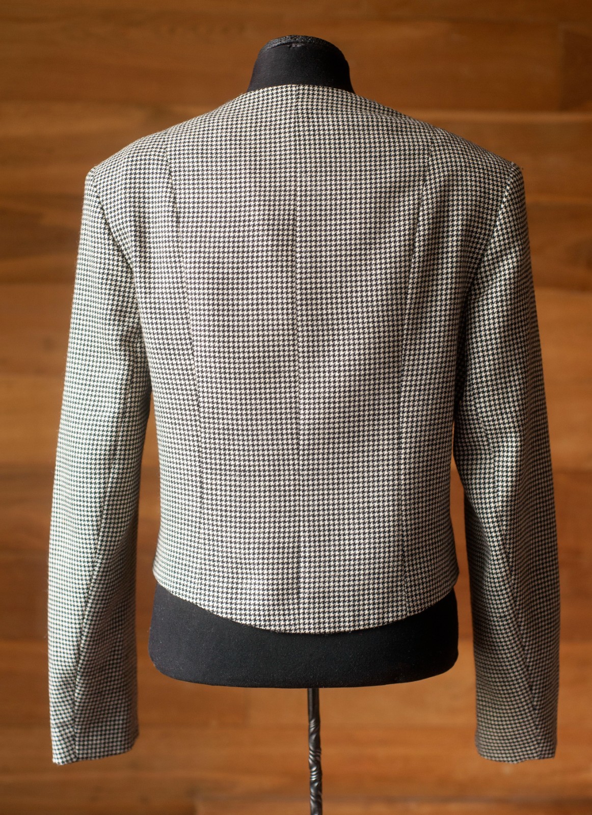 Vtg Laura Ashley 100% Wool Houndstooth Jacket Made in Great Britain Size UK14 US