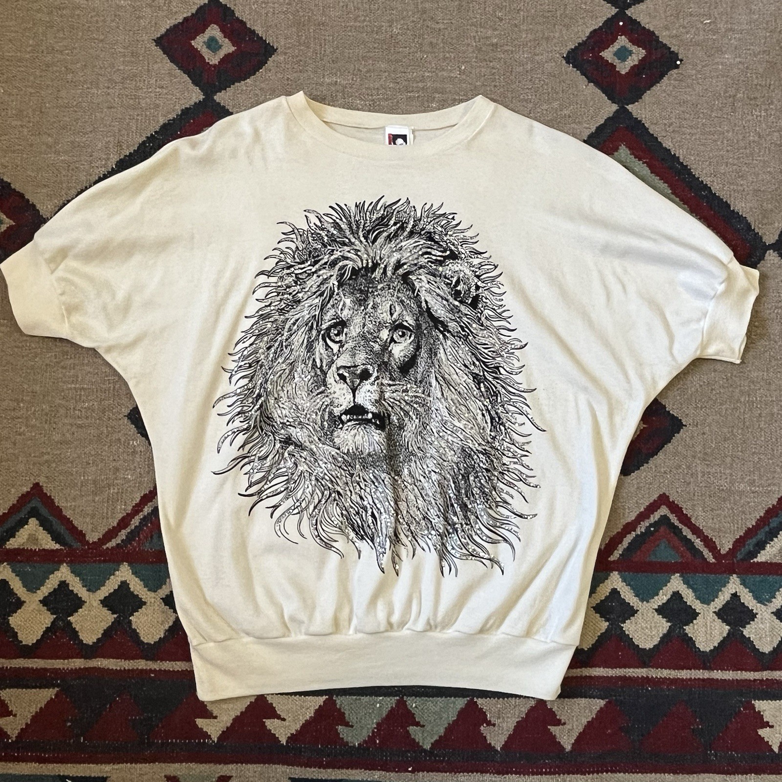 Vintage 80s Glitter Lion East River Clothing Co T-Shirt Women’s Medium USA Made