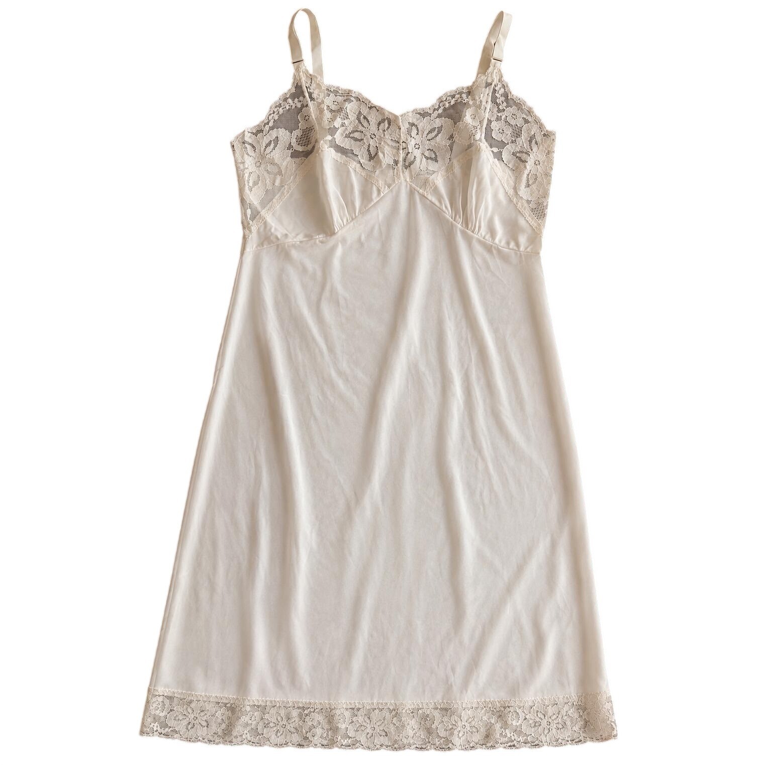 Vintage Sliperfection Full Slip Dress sz34 Ivory Excellent Coquette Whimsy