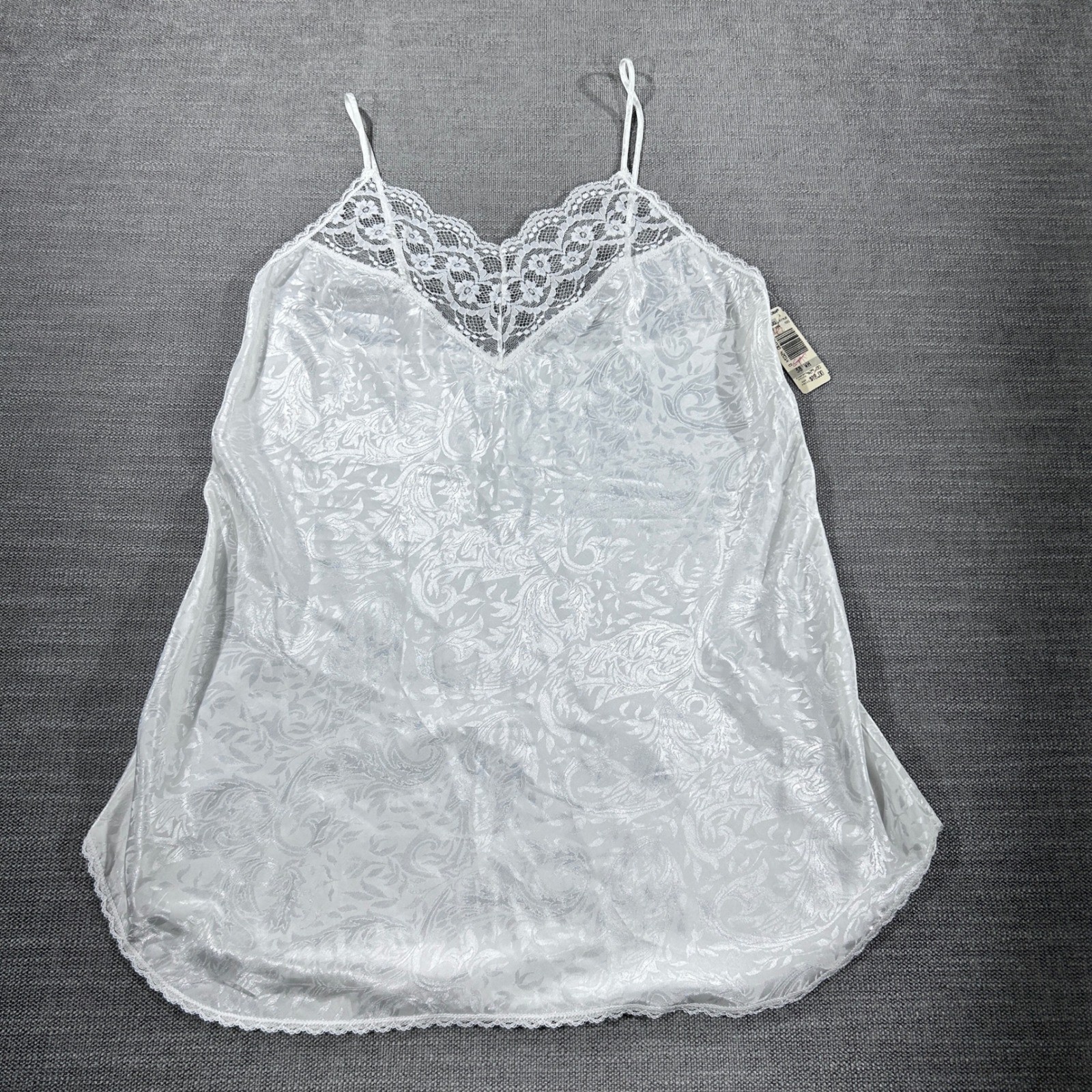 Dreamtime Chemise Nightgown Womens Large White New Vintage Paisley Lace Trim USA