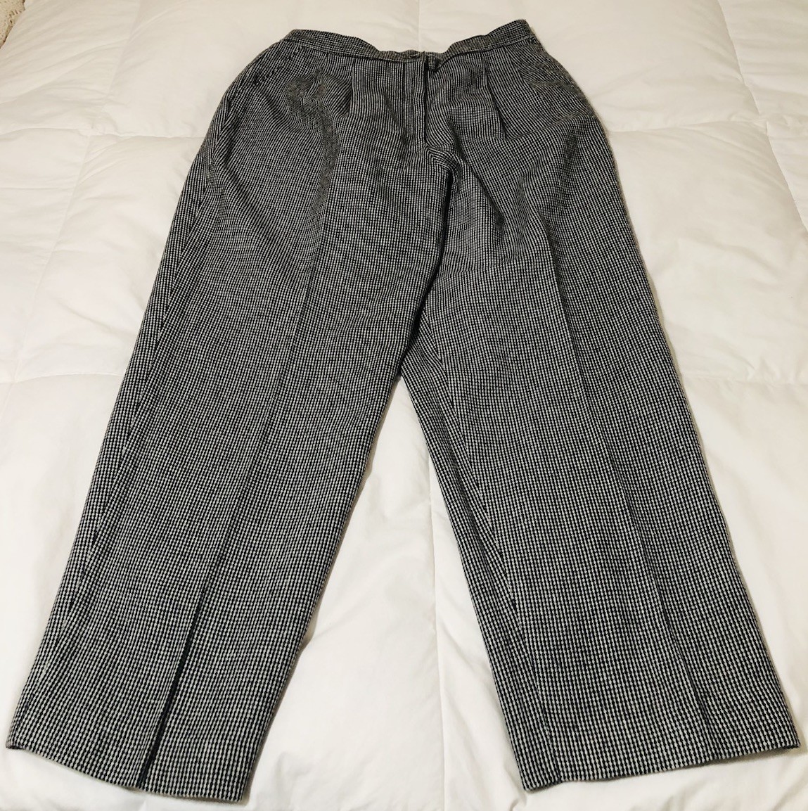 Vintage Joan Leslie Pants Womens 14 P Petite Wool Blend Micro Houndstooth