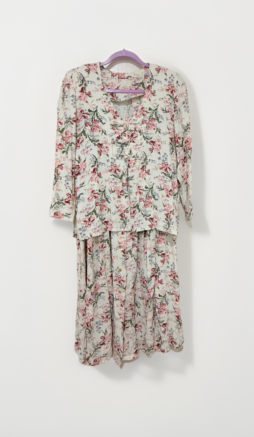 Vintage Floral Dress Jacket Set Cottagecore 2 Piece Women’s Medium
