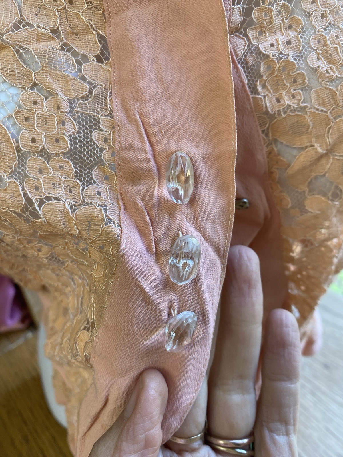 Vintage 20s 30s Lace XS Blouse Peach Handmade Antique