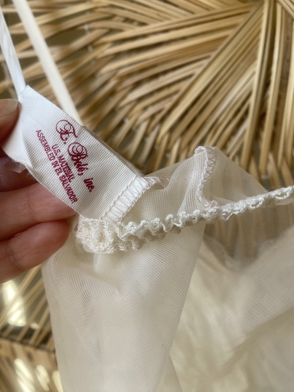 Vintage E. Bole White Teddy Lingerie With Sheer Back Size Small