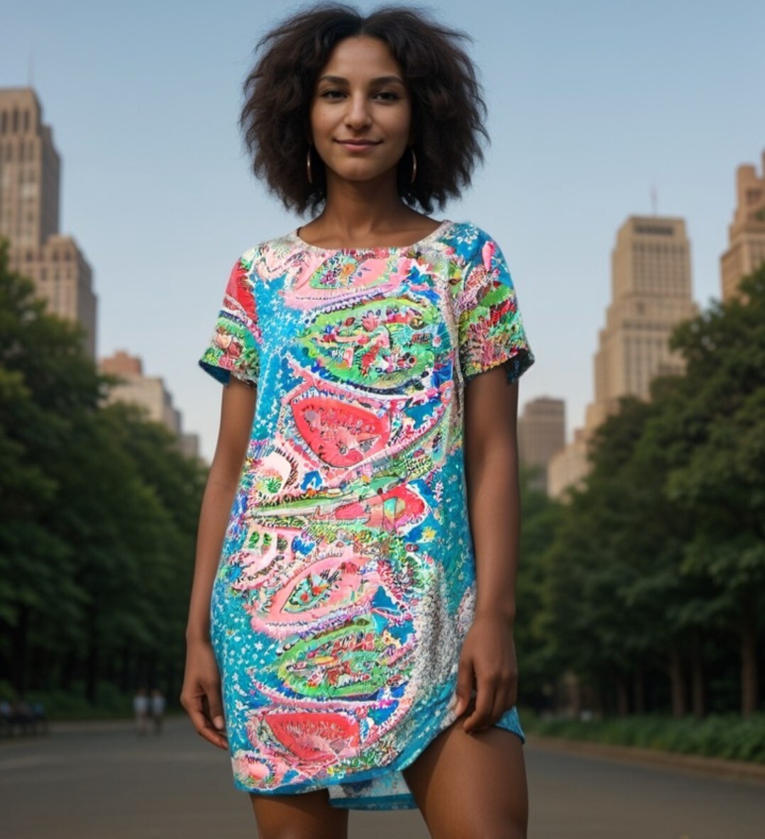 TALBOTS SILKY FUNKY VINTAGE 70S PRINT SHIFT DRESS SZ L 14