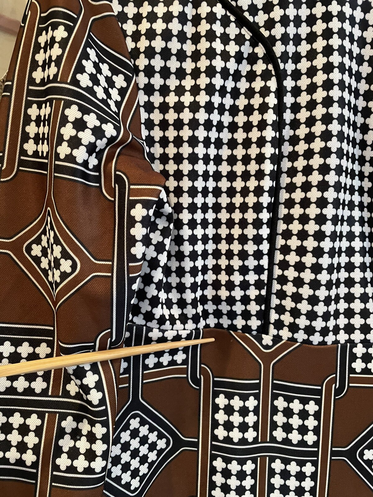 1970s 100 Parkhouse Hostess Dress Maxi Geometric Polyester SZ S/M ( FLAWS