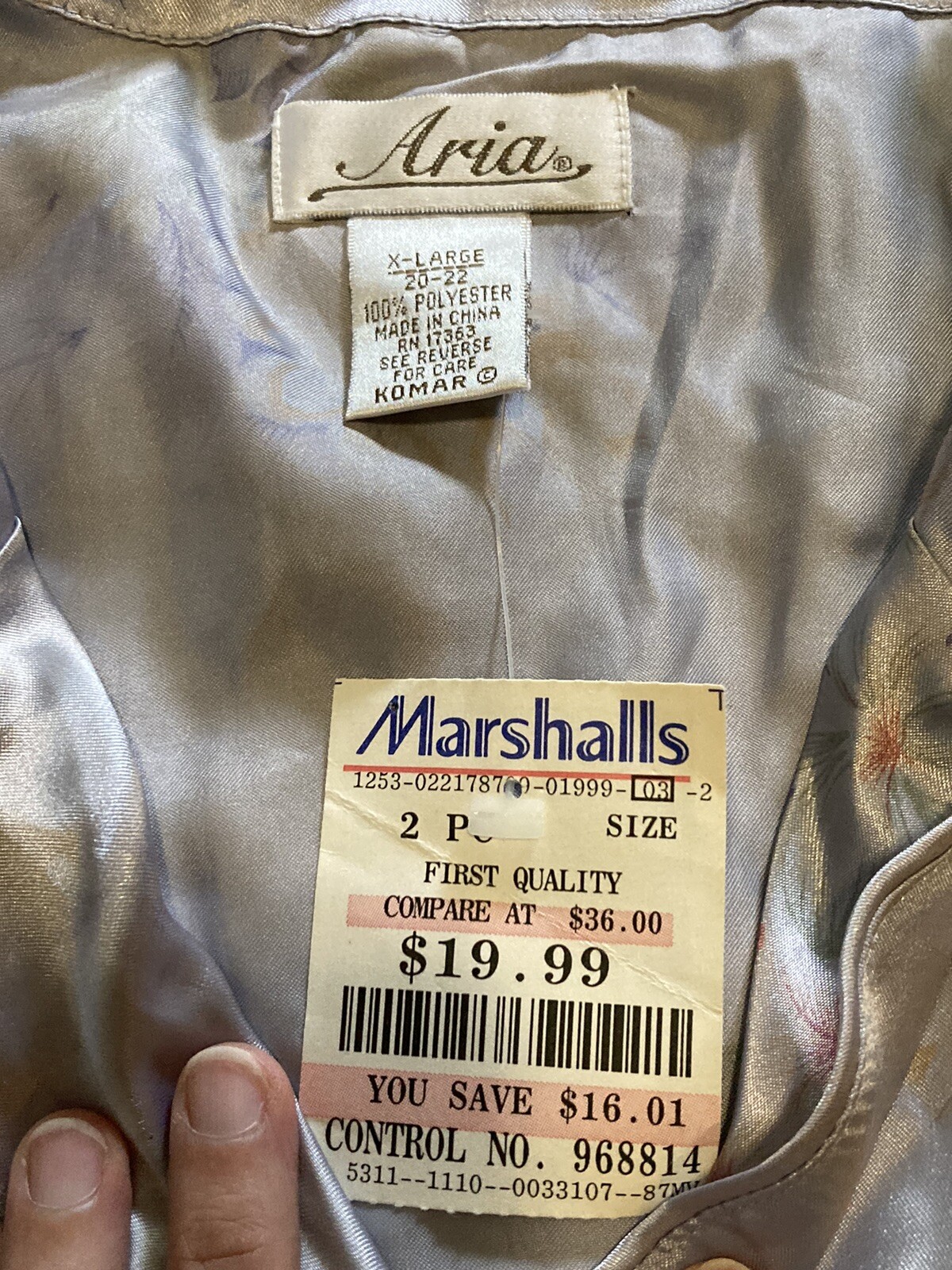 Vintage NOS Aria 100% Polyester Pajama Set Sz Xl