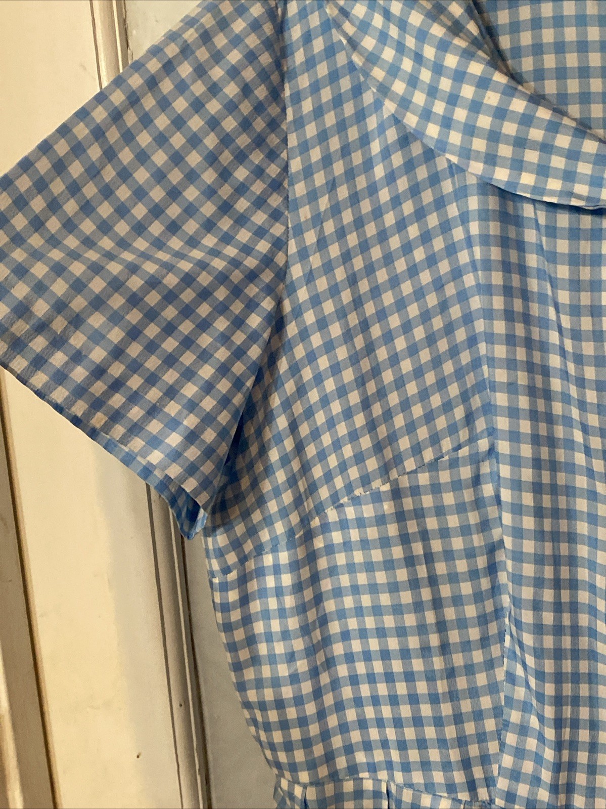 Vintage Dress 60’s Carol Brent Blue White Checks Large