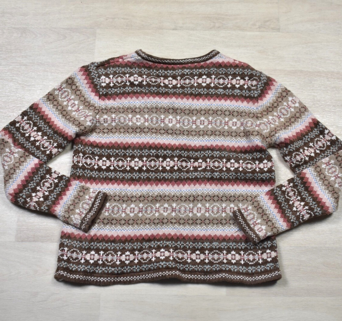 90s Fiorlini International Fair Isle Striped Sweater Womens V Neck Medium VTG