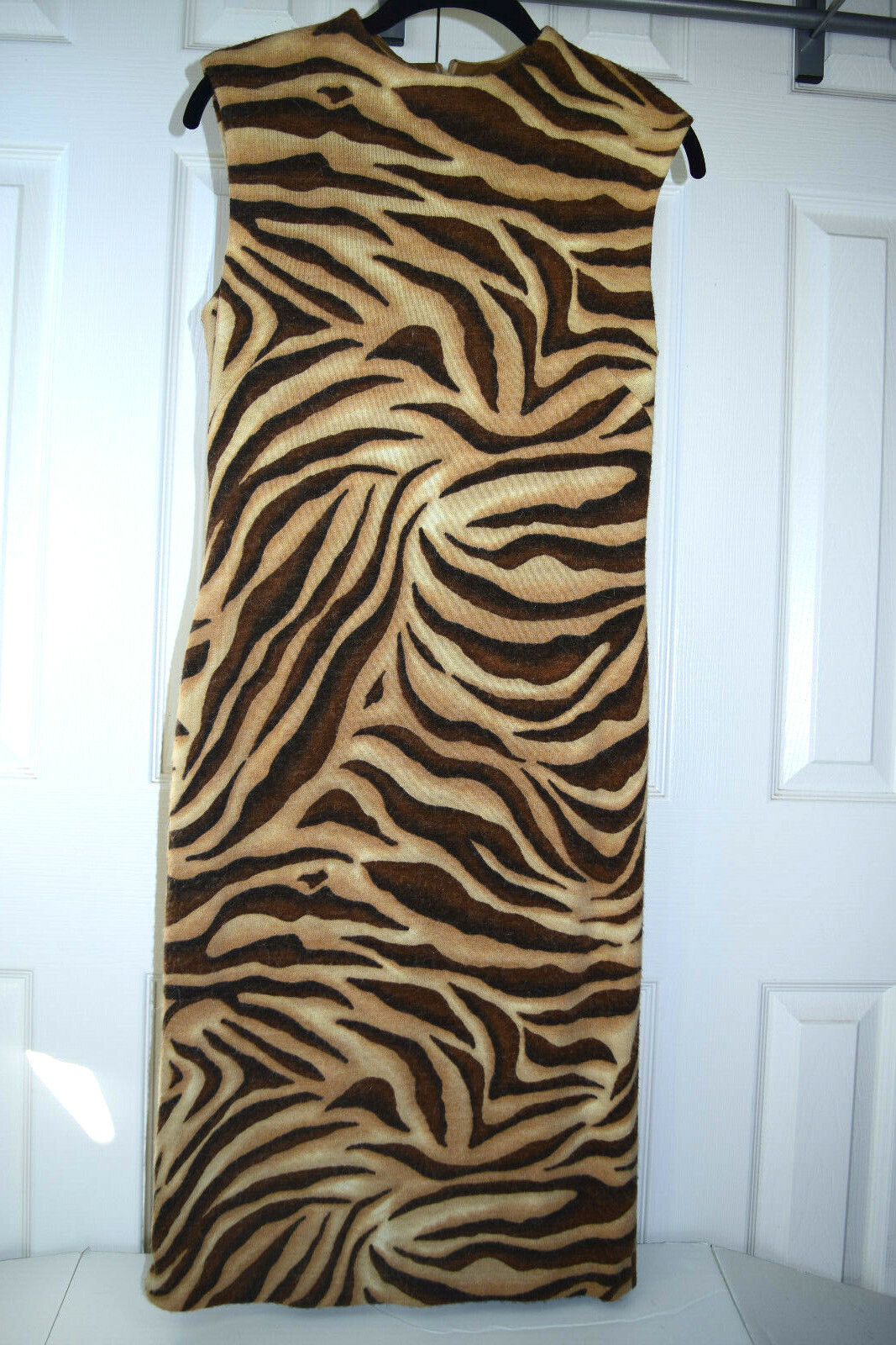 Vintage Mohair Shift Dress David Warren Size 32IN Chest 80s Tiger Print
