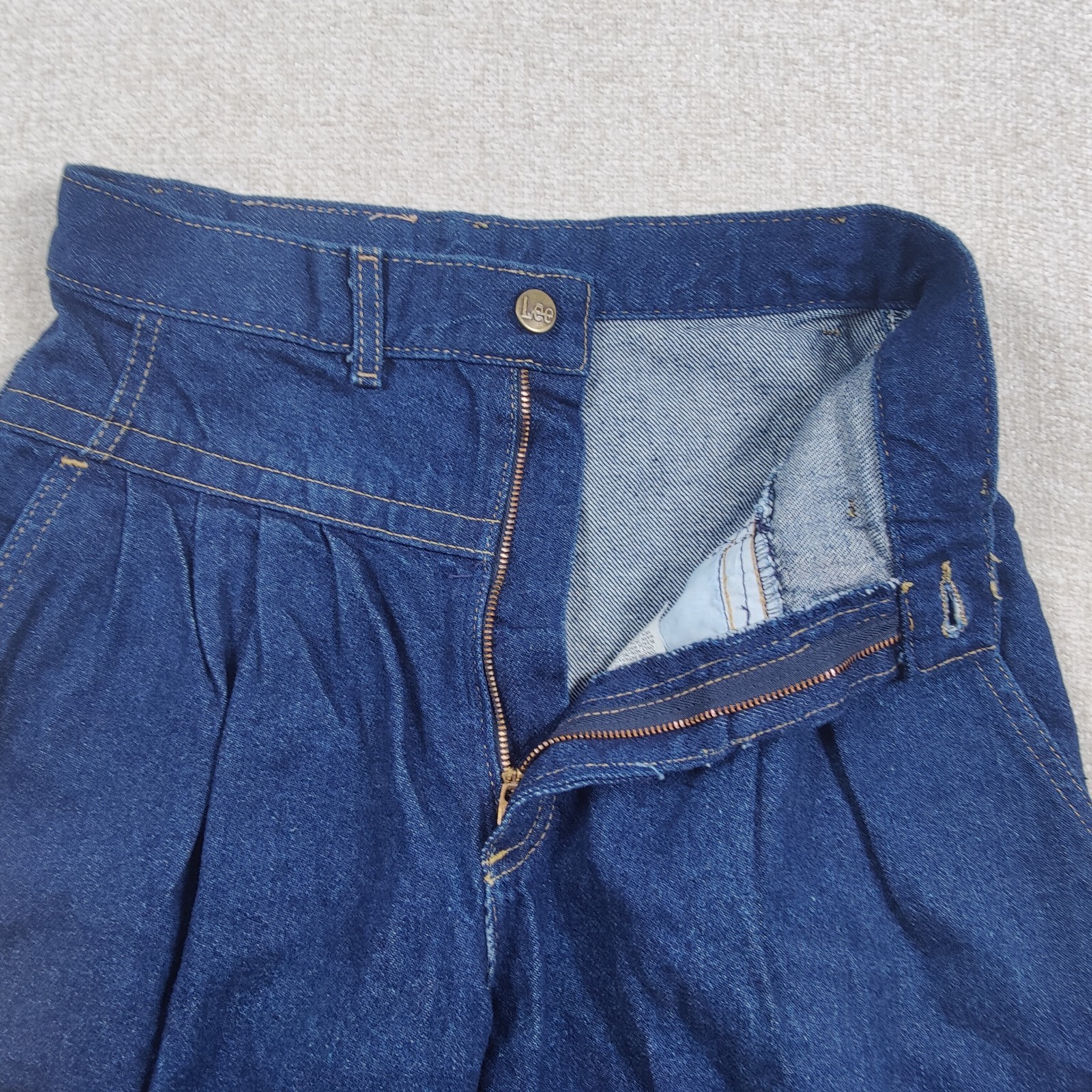 VTG 80s Lee Pleated Mom Jeans High Waist Taper Dark 10M 26×30 Union Made USA EUC