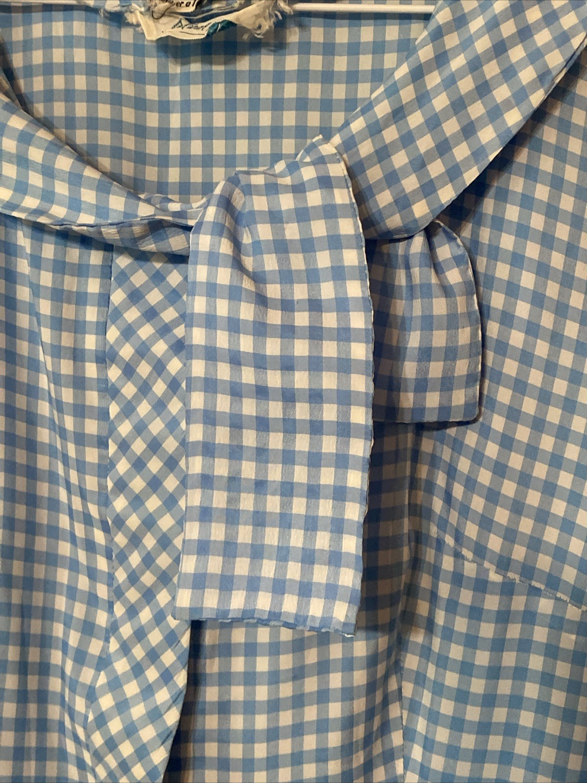 Vintage Dress 60’s Carol Brent Blue White Checks Large