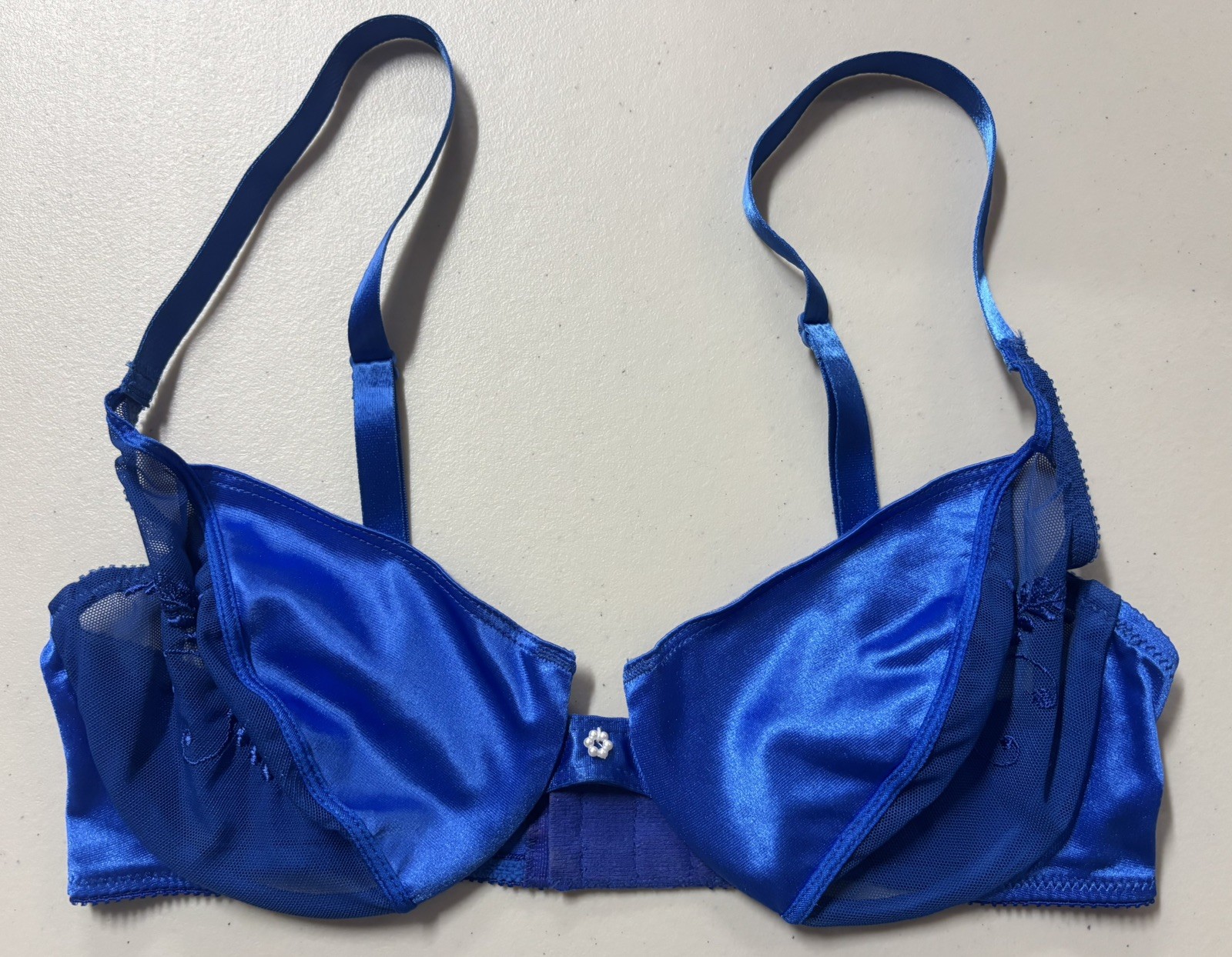 Vintage Christian Dior Underwire Bra 36D Blue Lace Made in USA 4718