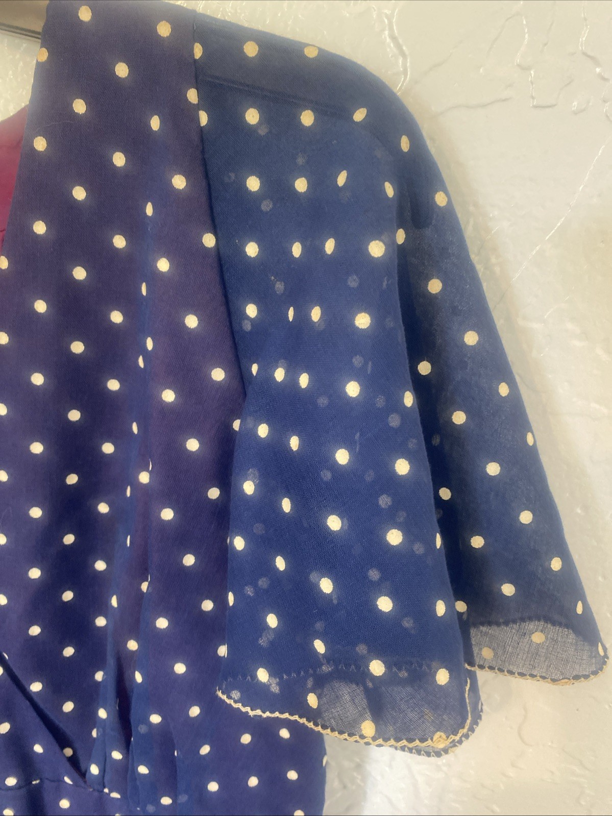 Vintage Coco California Blue with polkadots maxi dress size 10 Paper Tag Lined