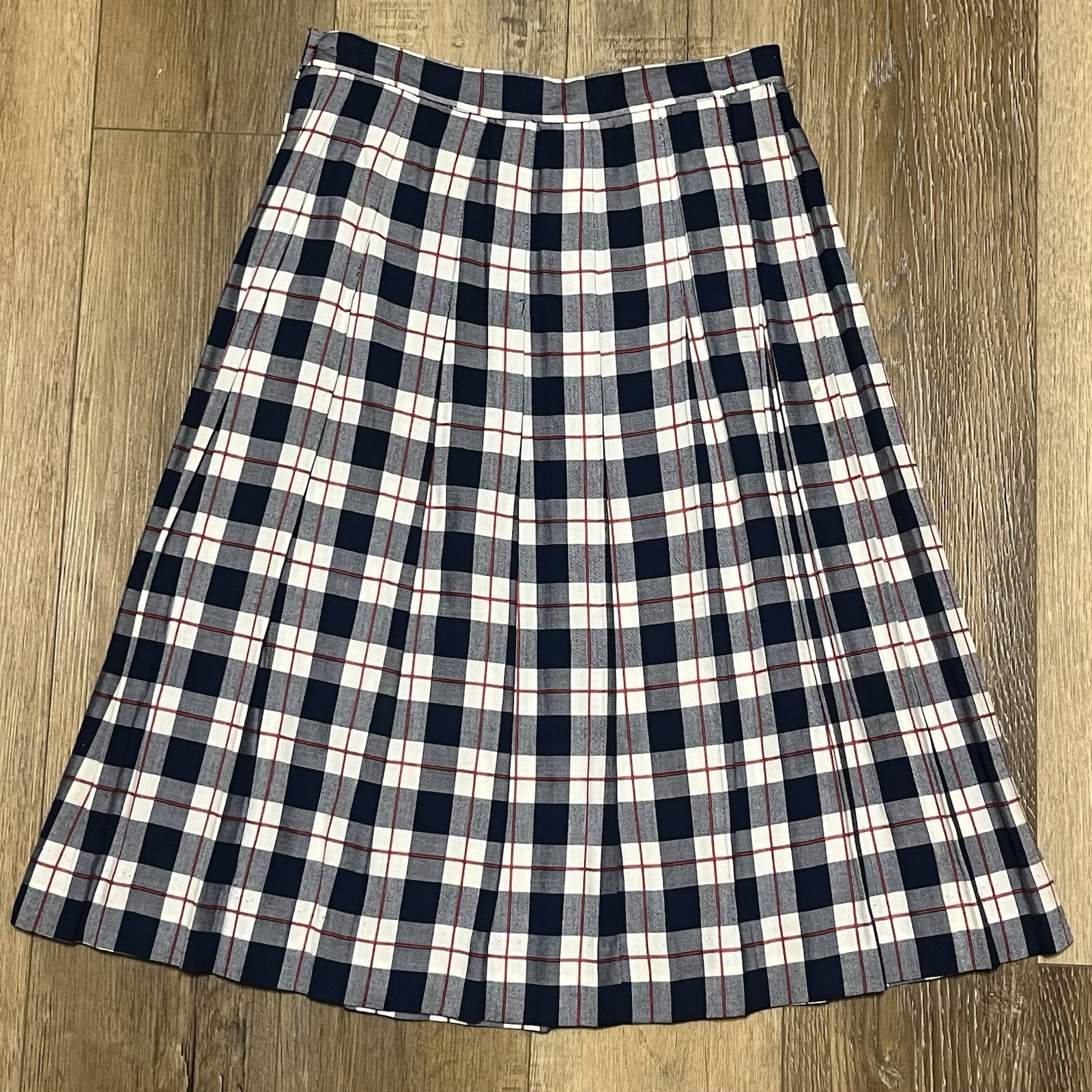 Vtg Talbots London Plaid Pleated Skirt Blue Red Sz 10 (28) Dark Academia Cottage