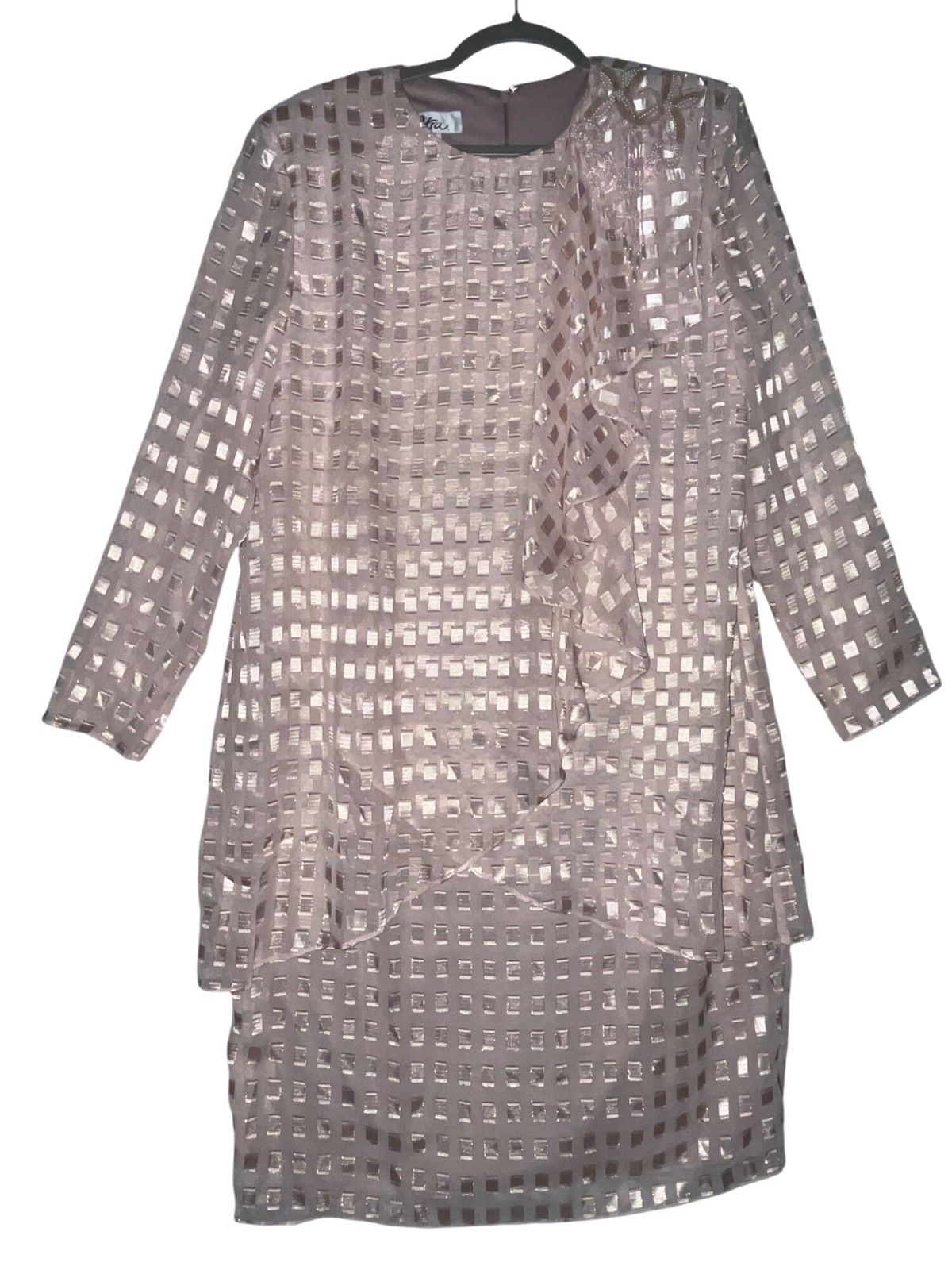 Vintage Patra Womens Size 14 Pink Beaded Sheer Overlay Dress USA