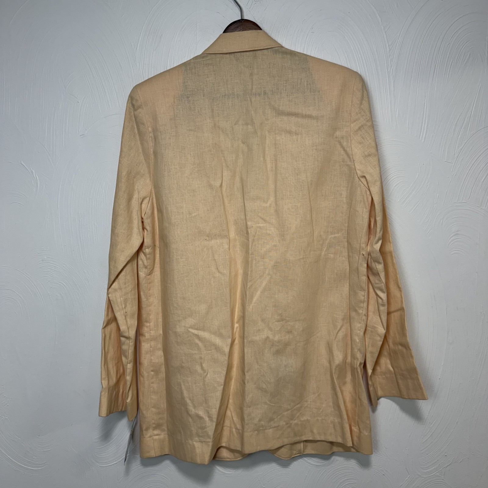 Vintage NWT Worthington Womens 80s Peach Linen Cotton Blend Blazer Jacket Medium